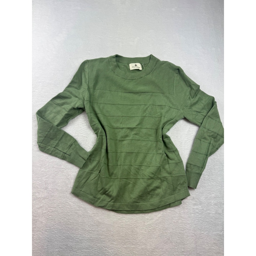 Betsey's Boutique Shop Green Textured Stripe Long Sleeve Sweater Top Large
